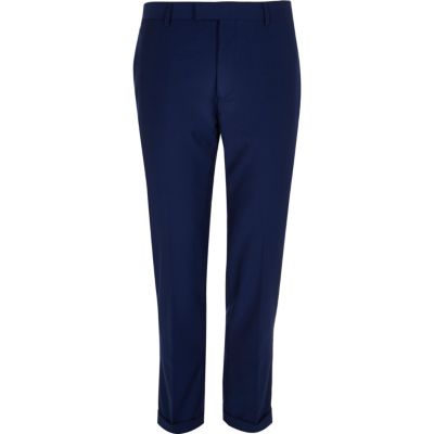 Bright blue slim cropped trousers